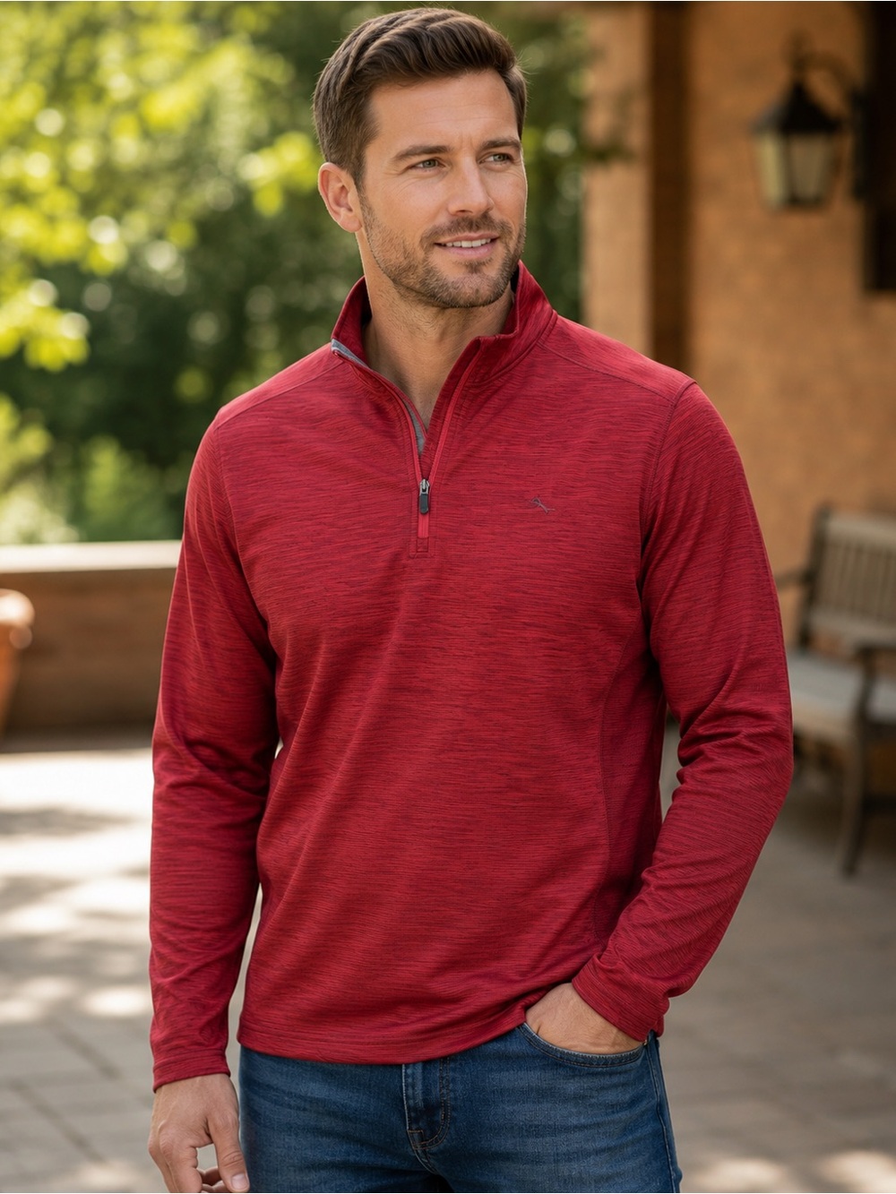 Tommy Bahama Palm Pro IslandZone 1/2 Zip Performance Pullover XL Red NWT